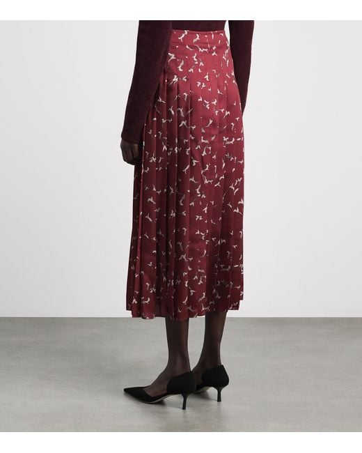 Altuzarra Red Pleated Monti Midi Skirt
