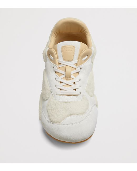 Bottega Veneta White Shearling-Suede Orbit Flash Sneakers for men