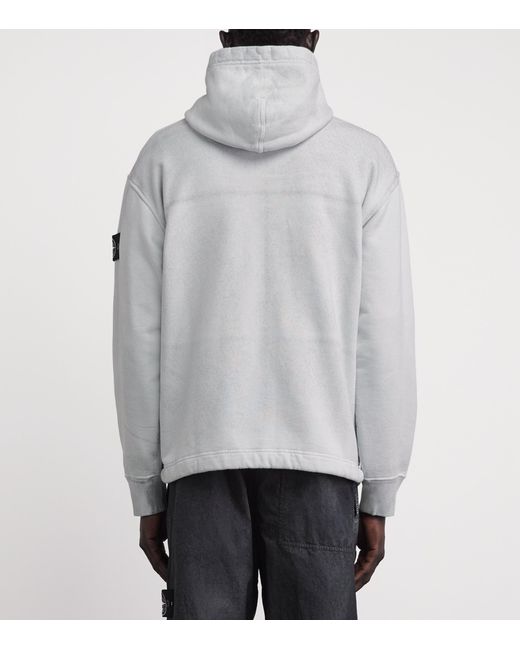 Stone Island Gray Cotton Fleece Laminated Hoodie for men
