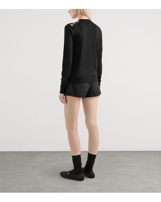 Dolce & Gabbana Black Silk Floral Cardigan