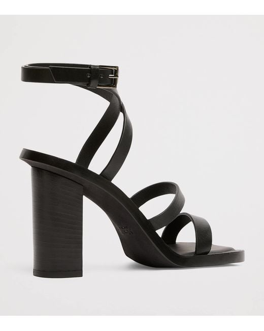 Max Mara Black Leather Heeled Sandals 90