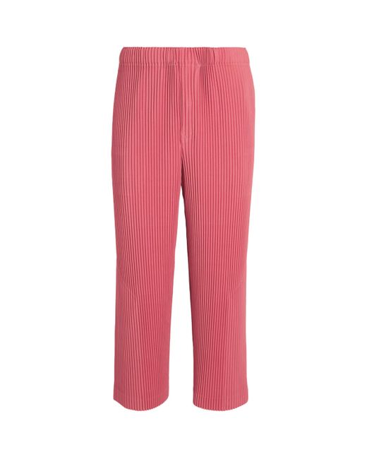 Homme Plissé Issey Miyake Red Pleated Straight Trousers for men