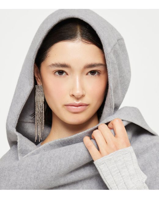 Brunello Cucinelli Gray Wool-Cashmere Hood Scarf