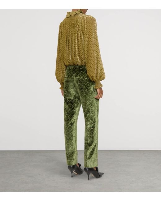 Burberry Green Baroque Velvet Tailored Trousers