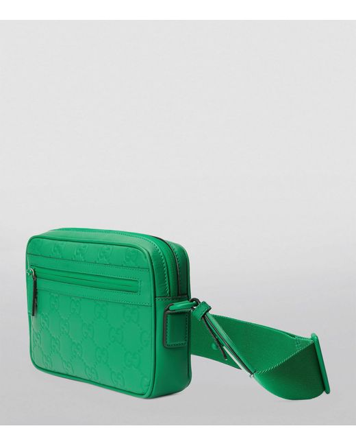 Gucci Green GG Rubber-effect Crossbody Bag for men