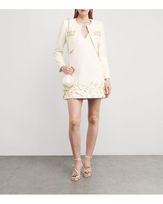Self-Portrait White Cropped Sequinned Jacket