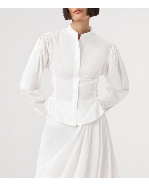 AllSaints White Organic Cotton Lace-Up Evanna Shirt