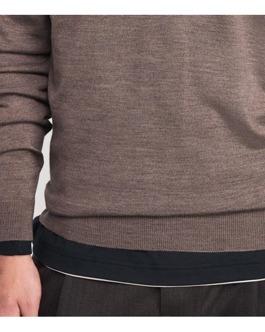 John Smedley Brown Extra Fine Merino Wool Half-Zip Tapton Sweater for men