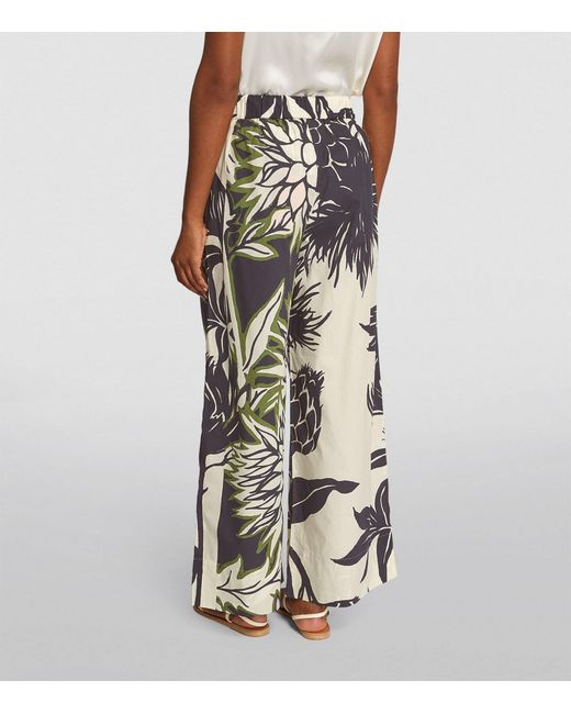 MAX&Co. White Printed Wide-leg Trousers