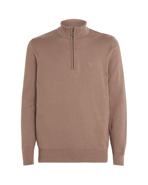Barbour Brown Quarter-Zip Avoch Sweater for men
