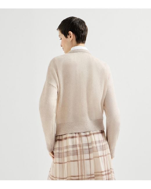 Brunello Cucinelli Natural Mohair-Blend Monili Cardigan