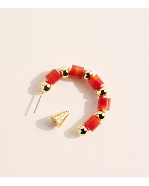 Eddie Borgo Red Plated Carnelian Marcy Hoop Earrings
