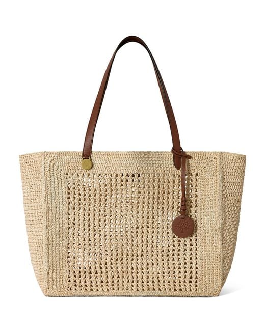 Mulberry Metallic Raffia Crochet Tote Bag