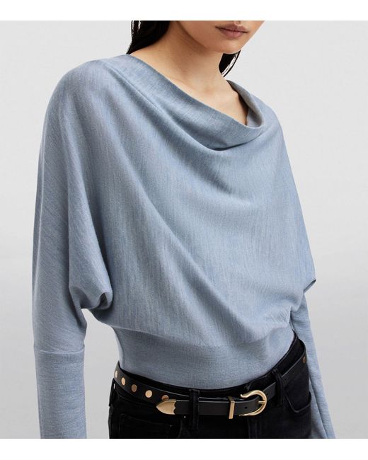 AllSaints Blue Merino Ridley Cropped Sweater