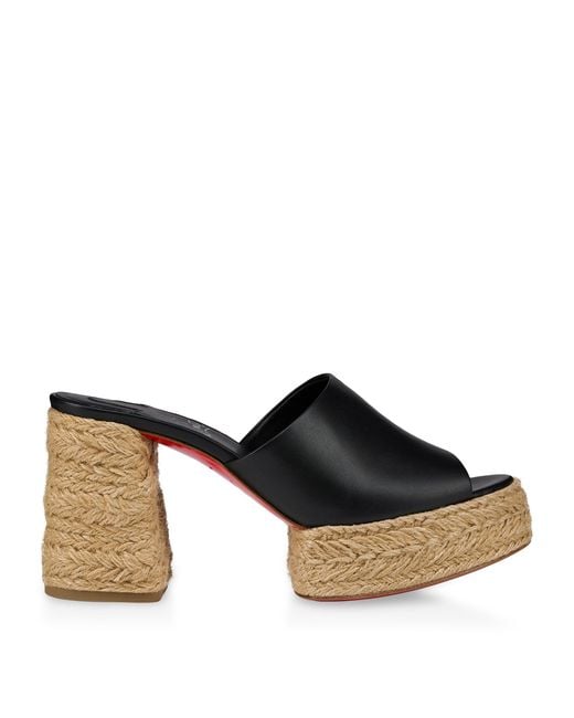 Christian Louboutin Black Calakala 85 Leather Heeled Espadrilles