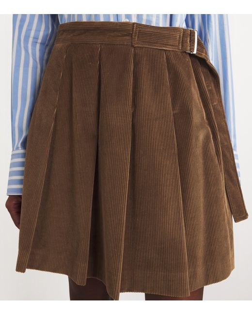 Weekend by Maxmara Brown Corduroy Pleated Mini Skirt