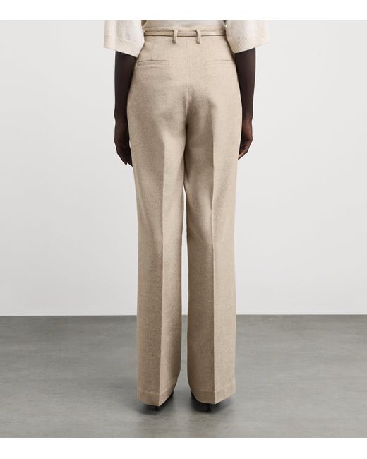 Lafayette 148 New York Natural Wool-Cashmere Belted Trousers
