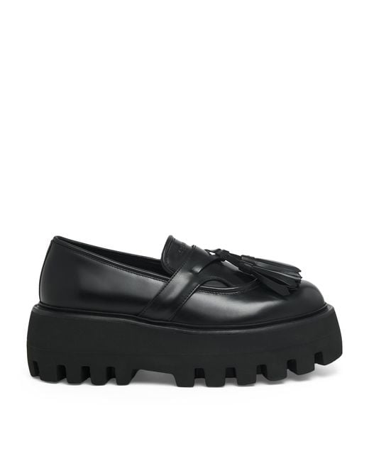 McQueen Black Leather Sofa Loafers