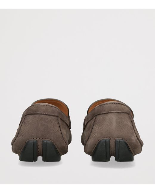 Ferragamo Brown Nubuck Leather Driving Shoes for men