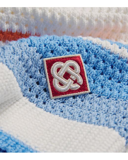 Casablanca Blue Cotton Chevron Crochet Shorts for men