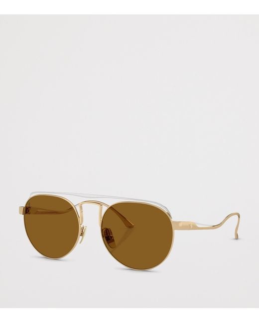 Ferrari Brown Titanium Oval Sunglasses