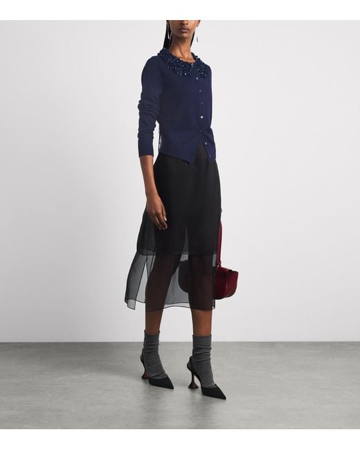 Ulla Johnson Blue Merino Wool Embellished Anna Cardigan