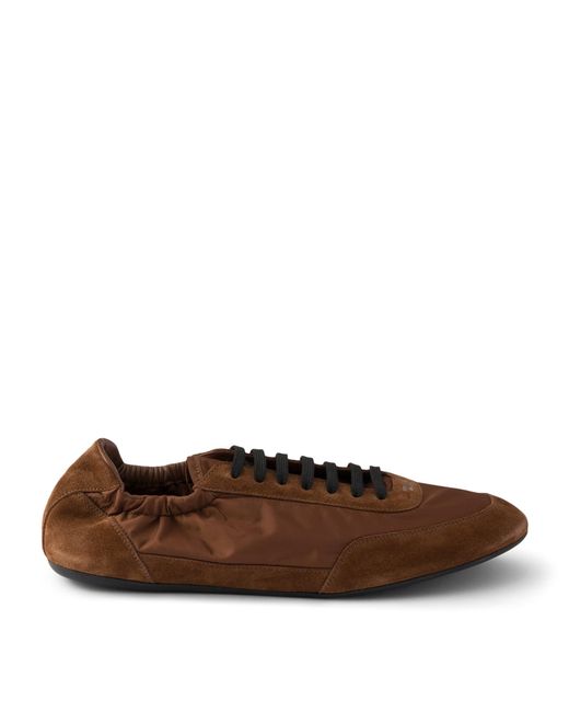 Prada Brown Re-Nylon-Suede Collapse Sneakers for men