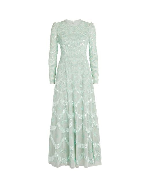 Needle & Thread Green Long-sleeved Fifi Gown