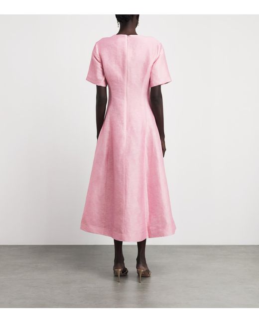 LEO LIN Pink Floral Caroline Midi Dress