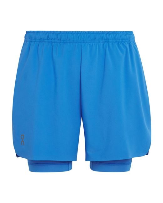On Shoes Blue 2-In-1 Train Shorts for men