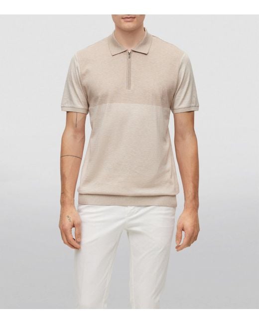 Boss White Cotton-Silk Polo Shirt for men