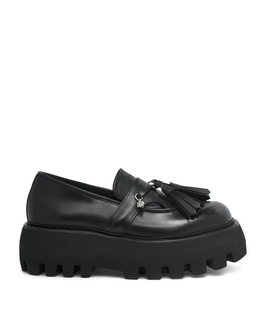McQueen Black Leather Sofa Loafers for men