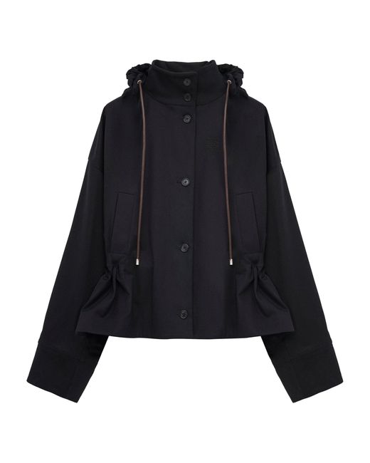 Loewe Black Peplum-Hem Hooded Parka