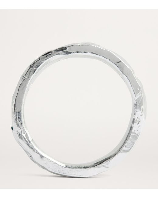 The Ouze Green Sterling And Emerald Ring for men