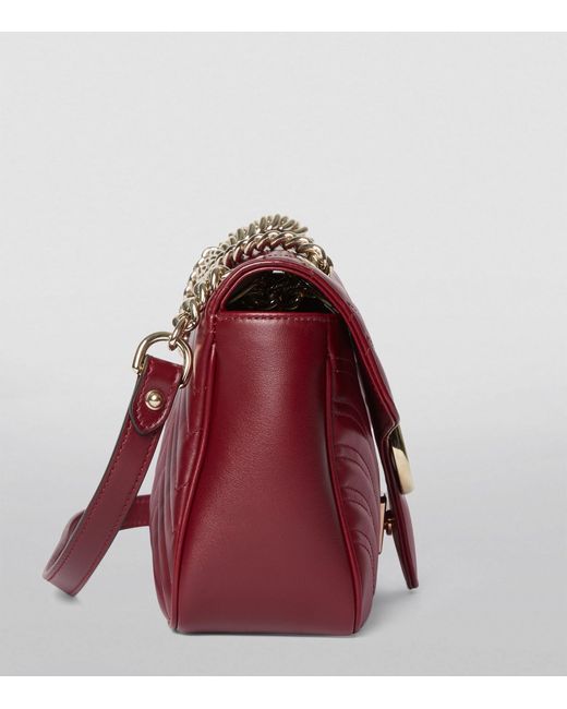 Gucci Red Small Leather Gg Marmont Shoulder Bag