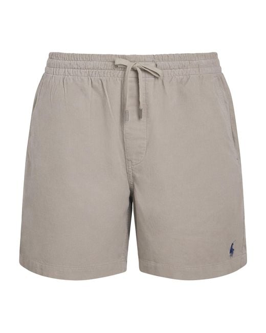 Polo Ralph Lauren Gray Cotton Corduroy Prepster Shorts for men