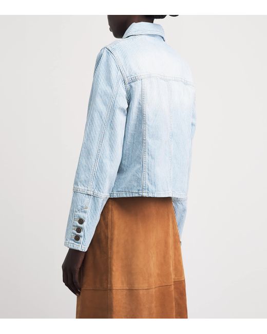 ME+EM Blue Stripe Cropped Denim Jacket