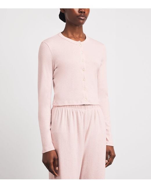 Leset Pink Cotton Cropped Nando Cardigan