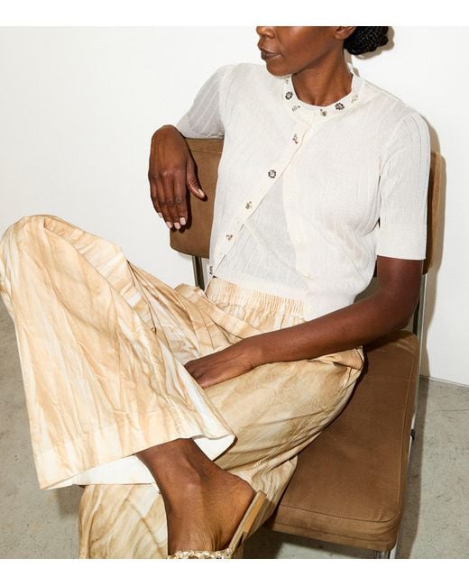 MAX&Co. White Ribbed Short-Sleeve Cardigan