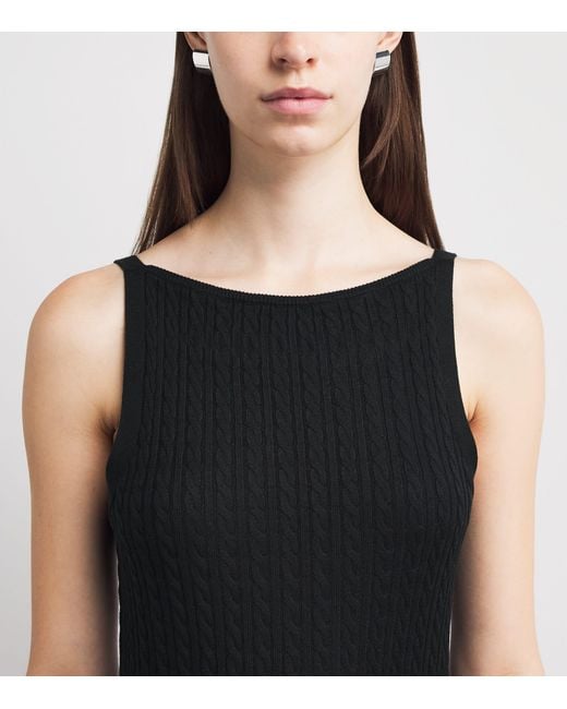 Soft Goat Black Silk-Cashmere Cable-Knit Midi Dress