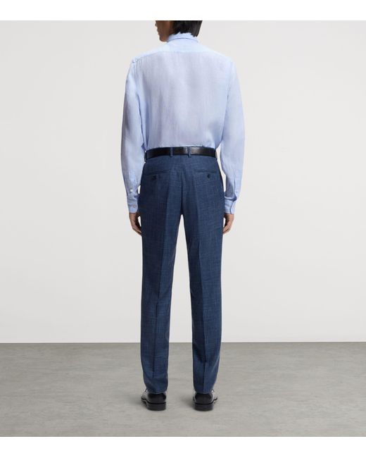 Boss Blue Linen Regular-Fit Shirt for men