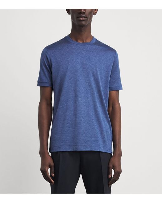 Paul & Shark Blue Cotton-Silk Melange T-Shirt for men
