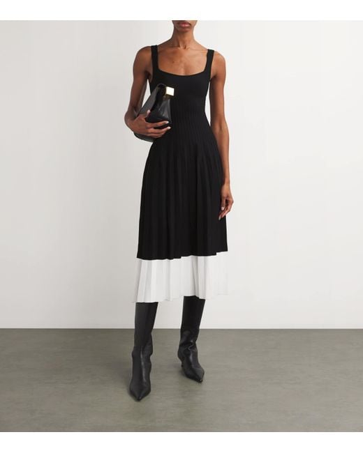 Staud Black Two-Tone Ellison Midi Dress