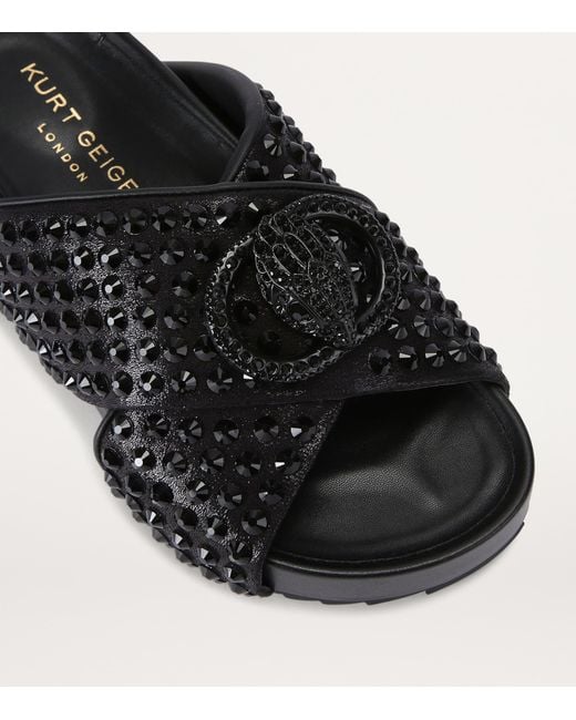 Kurt Geiger Black Chelsea Cross-Strap Slides