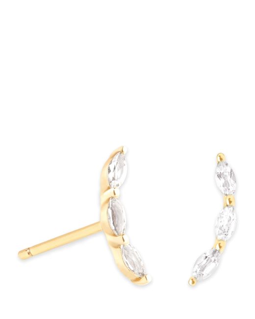 Astrid & Miyu Metallic And Topaz Marquise Stud Earrings