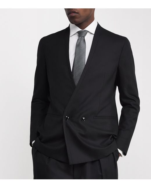 Giorgio Armani White Silk Herringbone Jacquard Tie for men