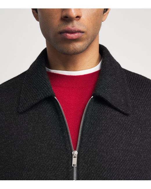 Jil Sander Black Virgin Wool Bomber Jacket for men