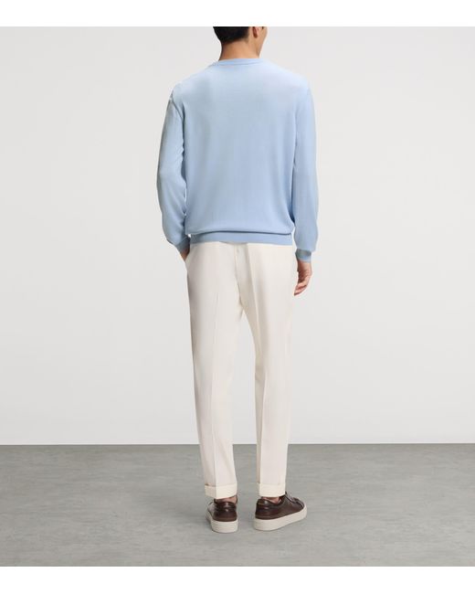 Boss Blue Wool-Silk-Cashmere Sweater for men