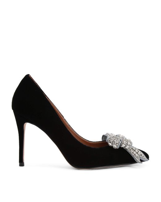 Kurt Geiger Black Court Heels Fabric Belgravia Bow Kylie