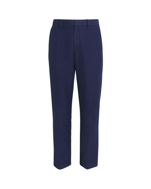 Polo Ralph Lauren Blue Linen-Cotton Straight Trousers for men